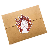 Fire Woman Red Glitter Sticker
