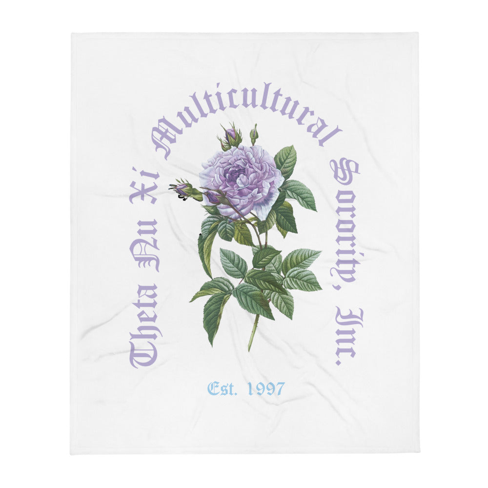 TNX White Floral Plush Blanket