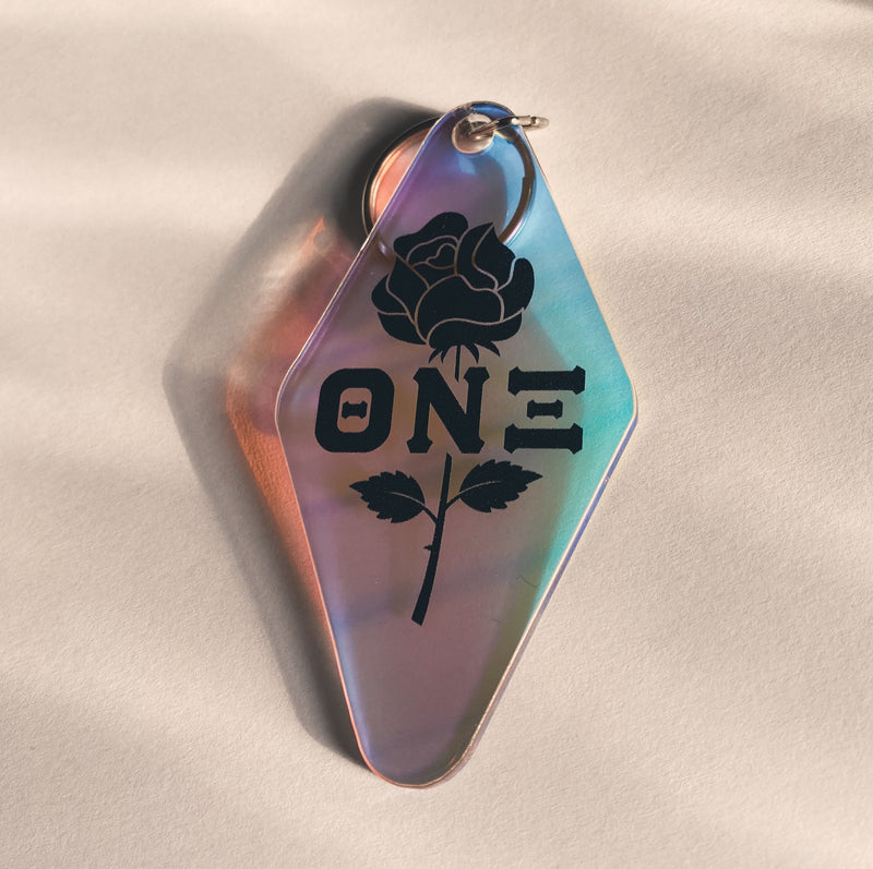 TNX Rose Holographic Vintage Keychain