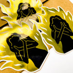 Fire Woman Gold Mirror Sticker