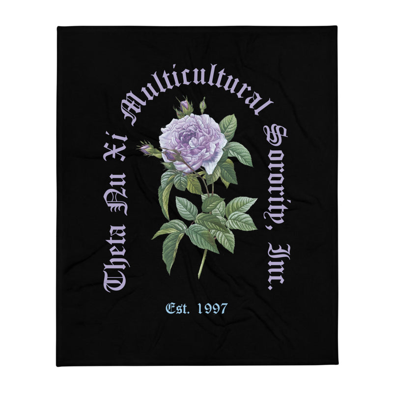 TNX Black Floral Plush Blanket
