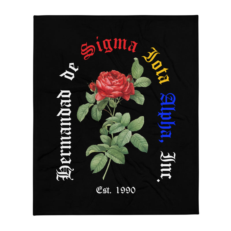 SIA Black Floral Plush Blanket