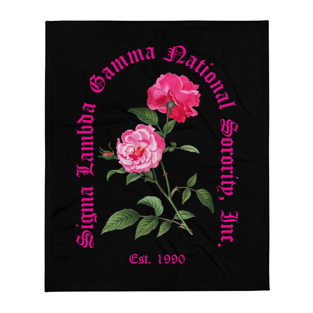 SLG Floral Black Blanket